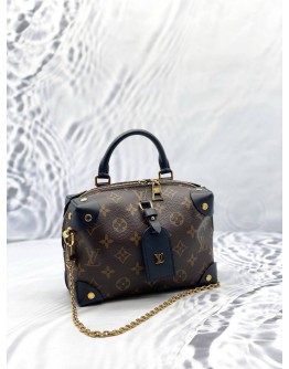 LOUIS VUITTON PETITE MALLE SOUPLE IN BROWN MONOGRAM CANVAS WITH BLACK LEATHER