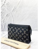 (UNUSED) LOUIS VUITTON GASTON WEARABLE WALLET IN DARK BLUE WITH WHITE MONOGRAM SHADOW LEATHER -FULL SET-