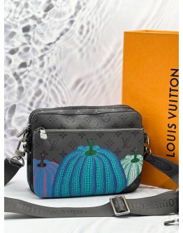 (LIKE NEW) MICROCHIP LOUIS VUITTON X YAYOI KUSAMA LV X YK TRIO MESSENGER BAG IN MULTICOLOR MONOGRAM ECLIPSE CANVAS WITH PUMPKIN PRINT -FULL SET-