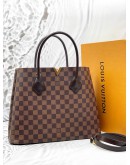 LOUIS VUITTON KENSINGTON TOTE BAG IN BROWN DAMIER EBENE CANVAS WITH LEATHER