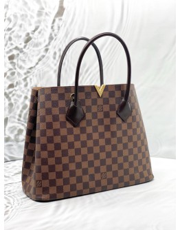 LOUIS VUITTON KENSINGTON TOTE BAG IN BROWN DAMIER EBENE CANVAS WITH LEATHER