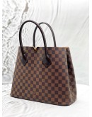 LOUIS VUITTON KENSINGTON TOTE BAG IN BROWN DAMIER EBENE CANVAS WITH LEATHER