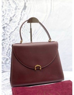 CARTIER MUST DE CARTIER TOP HANDLE BAG IN BURGUNDY BORDEAUX LEATHER 