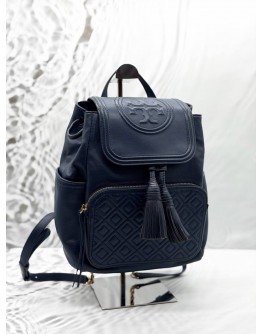 TORY BURCH FLEMING BACKPACK IN DARK BLUE LEATHER  
