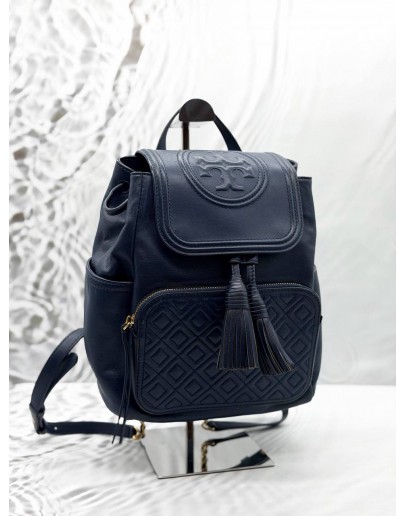 TORY BURCH FLEMING BACKPACK IN DARK BLUE LEATHER  