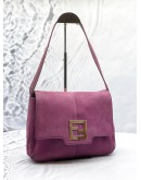 FENDI MAMMA BAGUETTE HOBO SHOULDER BAG IN PURPLE SUEDE LEATHER