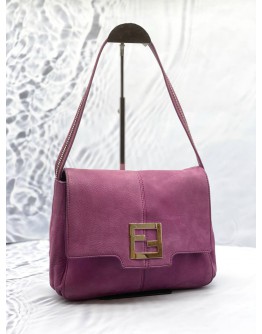 FENDI MAMMA BAGUETTE HOBO SHOULDER BAG IN PURPLE SUEDE LEATHER