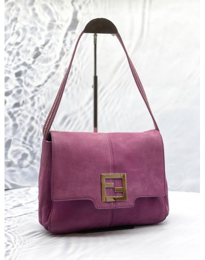 FENDI MAMMA BAGUETTE HOBO SHOULDER BAG IN PURPLE SUEDE LEATHER