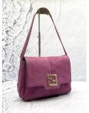 FENDI MAMMA BAGUETTE HOBO SHOULDER BAG IN PURPLE SUEDE LEATHER