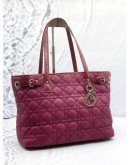 CHRISTIAN DIOR PANAREA TOTE BAG IN MAGENTA CANNAGE CANVAS WITH LEATHER