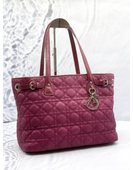 CHRISTIAN DIOR PANAREA TOTE BAG IN MAGENTA CANNAGE CANVAS WITH LEATHER