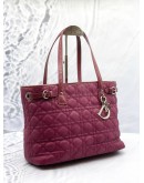 CHRISTIAN DIOR PANAREA TOTE BAG IN MAGENTA CANNAGE CANVAS WITH LEATHER