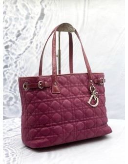 CHRISTIAN DIOR PANAREA TOTE BAG IN MAGENTA CANNAGE CANVAS WITH LEATHER