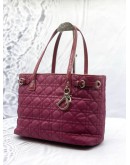 CHRISTIAN DIOR PANAREA TOTE BAG IN MAGENTA CANNAGE CANVAS WITH LEATHER