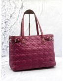 CHRISTIAN DIOR PANAREA TOTE BAG IN MAGENTA CANNAGE CANVAS WITH LEATHER