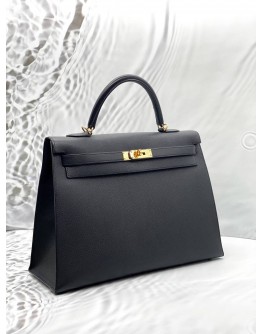 (LIKE NEW) 2009 HERMES KELLY 32 IN BLACK EPSOM LEATHER
