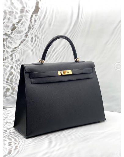 (LIKE NEW) 2009 HERMES KELLY 32 IN BLACK EPSOM LEATHER