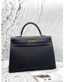 (LIKE NEW) 2009 HERMES KELLY 32 IN BLACK EPSOM LEATHER