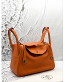 (CLEAR STOCK) 2016 HERMES LINDY 30 IN ORANGE H SWIFT LEATHER -FULL SET-