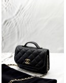 (CLEAR STOCK) (UNUSED) MICROCHIP CHANEL MINI BUSINESS AFFINITY FLAP BAG IN BLACK CAVIAR LEATHER -FULL SET- 