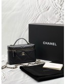 (LIKE NEW) MICROCHIP CHANEL VANITY CASE 25K BAG IN BLACK GRAINED CALFSKIN LEATHER -FULL SET-