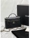 (LIKE NEW) MICROCHIP CHANEL VANITY CASE 25K BAG IN BLACK GRAINED CALFSKIN LEATHER -FULL SET-