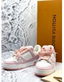 (LIKE NEW) LOUIS VUITTON TRAINER SNEAKERS SIZE 36 IN PINK AND WHITE COLORWAY -FULL SET- 
