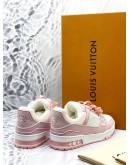 (LIKE NEW) LOUIS VUITTON TRAINER SNEAKERS SIZE 36 IN PINK AND WHITE COLORWAY -FULL SET- 