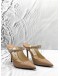 JIMMY CHOO BING 100 HEELS SIZE 35 IN BEIGE PATENT LEATHER WITH CRYSTAL 