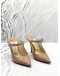 JIMMY CHOO BING 100 HEELS SIZE 35 IN BEIGE PATENT LEATHER WITH CRYSTAL 