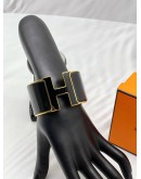 (RAYA PROMO) HERMES CLIC CLAC H BRACELET IN YELLOW GOLD PLATED WITH BLACK ENAMEL