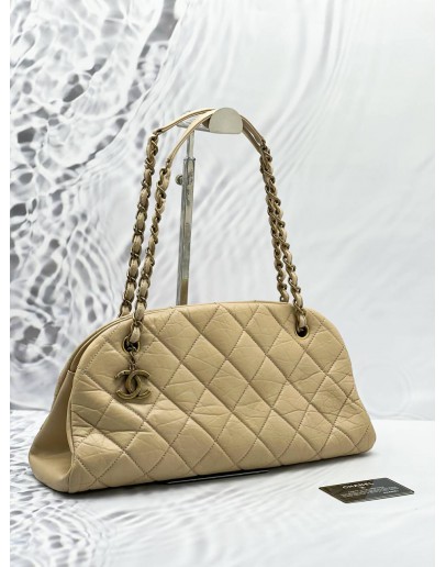 CHANEL SMALL MADEMOISELLE SHOULDER BAG IN BEIGE AGED CALFSKIN LEATHER