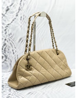 CHANEL SMALL MADEMOISELLE SHOULDER BAG IN BEIGE AGED CALFSKIN LEATHER