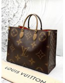 (LIKE NEW) LOUIS VUITTON ON THE GO GM IN BROWN MONOGRAM REVERSE CANVAS WITH BLACK LEATHER