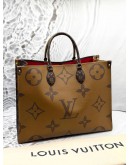 (LIKE NEW) LOUIS VUITTON ON THE GO GM IN BROWN MONOGRAM REVERSE CANVAS WITH BLACK LEATHER