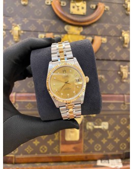 (UNUSED) 2020 TUDOR PRINCE DATE HALF 18K 750 YELLOW GOLD DIAMOND REF 74033 CHAMPAGNE DIAL 34MM AUTOMATIC WATCH -FULL SET-