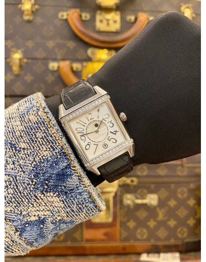 2011 JAEGER-LECOULTRE REVERSO SQUADRA LADY DUETTO DIAMOND REF Q7058420 SILVER GUILLOCHE DIAL BLACK DIAL 42MM X 28.8MM AUTOMATIC WATCH -FULL SET-