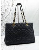 (LIKE NEW) CHANEL GST GRAND SHOPPING TOTE BAG IN BLACK CAVIAR LEATHER