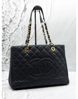 (LIKE NEW) CHANEL GST GRAND SHOPPING TOTE BAG IN BLACK CAVIAR LEATHER