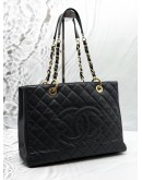 (LIKE NEW) CHANEL GST GRAND SHOPPING TOTE BAG IN BLACK CAVIAR LEATHER