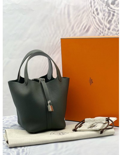 (BRAND NEW) 2025 HERMES PICOTIN 18 IN GRIS PANTIN CLEMENCE LEATHER -FULL SET- 