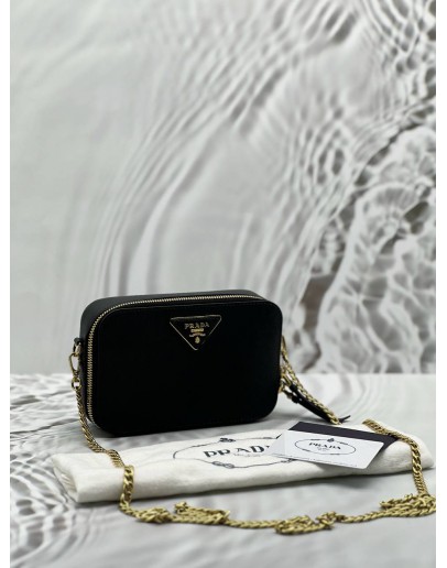 (RAYA PROMO) (LIKE NEW) PRADA ODETTE CHAIN CROSSBODY BAG IN BLACK SAFFIANO LEATHER