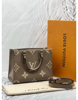 (RAYA PROMO) (LIKE NEW) MICROCHIP LOUIS VUITTON ON THE GO PM IN TOURTERELLE WITH CREME MONOGRAM EMPREINTE LEATHER -FULL SET- 