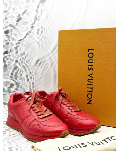 (RAYA PROMO) LOUIS VUITTON X SUPREME RUN AWAY SNEAKERS SIZE 7 IN RED -FULL SET-