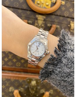 (LIKE NEW) 2011 TAG HEUER AQUARACER LADY REF WAF1414 MOTHER OF PEARL DIAL 28MM QUARTZ WATCH -FULL SET-