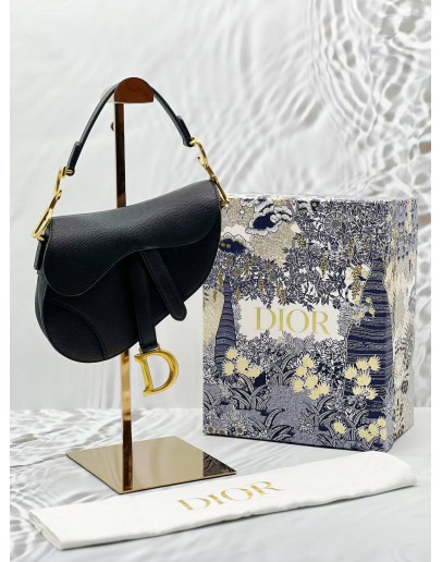 (RAYA PROMO) (LIKE NEW) CHRISTIAN DIOR MINI SADDLE IN BLACK GRAINED CALFSKIN LEATHER -FULL SET-