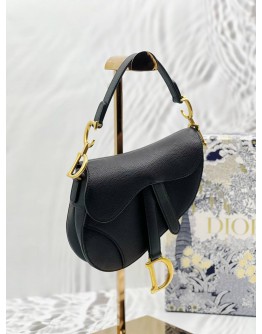 (RAYA PROMO) (LIKE NEW) CHRISTIAN DIOR MINI SADDLE IN BLACK GRAINED CALFSKIN LEATHER -FULL SET-
