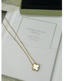 (RAYA PROMO) (LIKE NEW) 2023 VCA VAN CLEEF & ARPELS VINTAGE ALHAMBRA PENDANT NECKLACE IN 18K 750 YELLOW GOLD WITH MOTHER OF PEARL -FULL SET- 