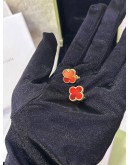 (RAYA PROMO) (LIKE NEW) 2024 VCA VAN CLEEF & ARPELS VINTAGE ALHAMBRA EARRINGS IN 18K 750 YELLOW GOLD WITH CARNELIAN -FULL SET- 