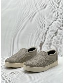 (RAYA PROMO) BOTTEGA VENETA DODGER SLIP ON SNEAKERS SIZE 37.5 IN GREY INTRECCIATO LEATHER 